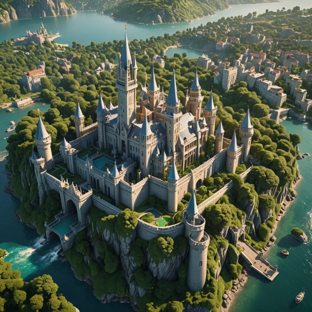 Epic Silver Castle in Lush Capital City