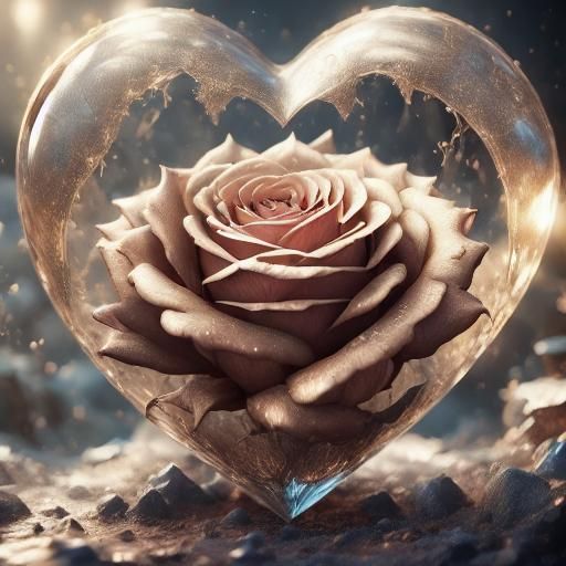 <lora:Epic roses:1.0>an epic crystal heart with a golden rose inside, chiaroscuro, glitter, sparks, 16k resolution photo...
