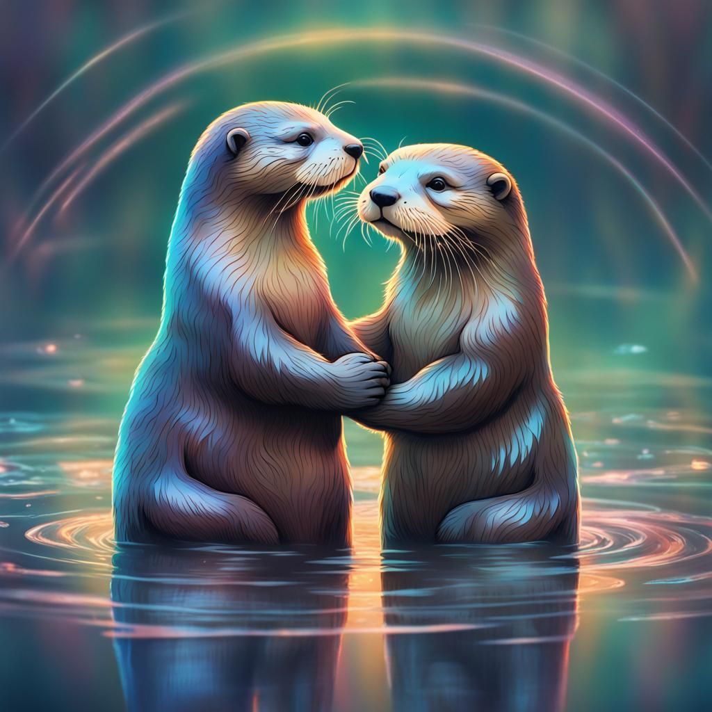 Holographic Otters Holding Hands