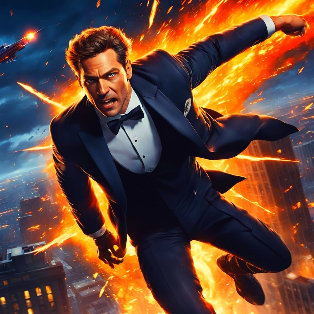 Daring Spy Leaps from Burning Jet in Midnight Sky