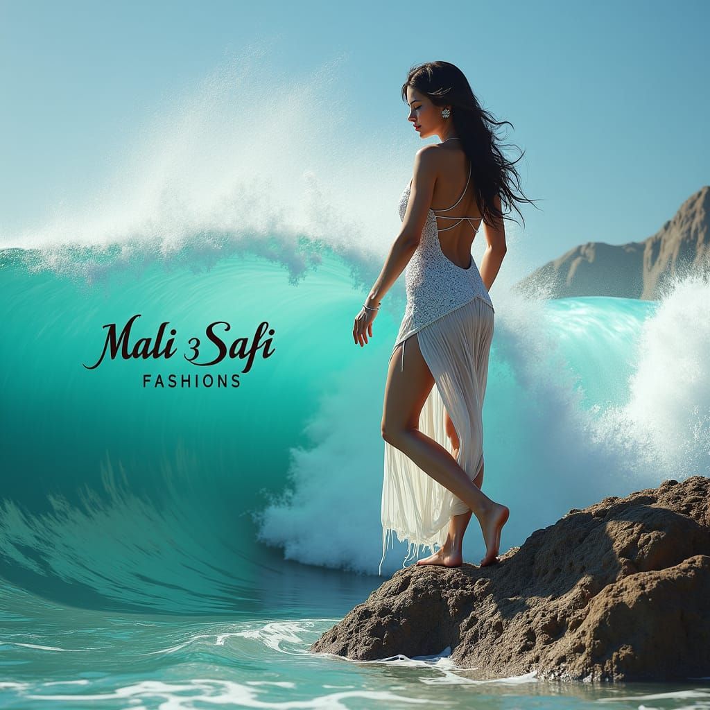 Elegant Woman in Swimwear at Ocean's Edge