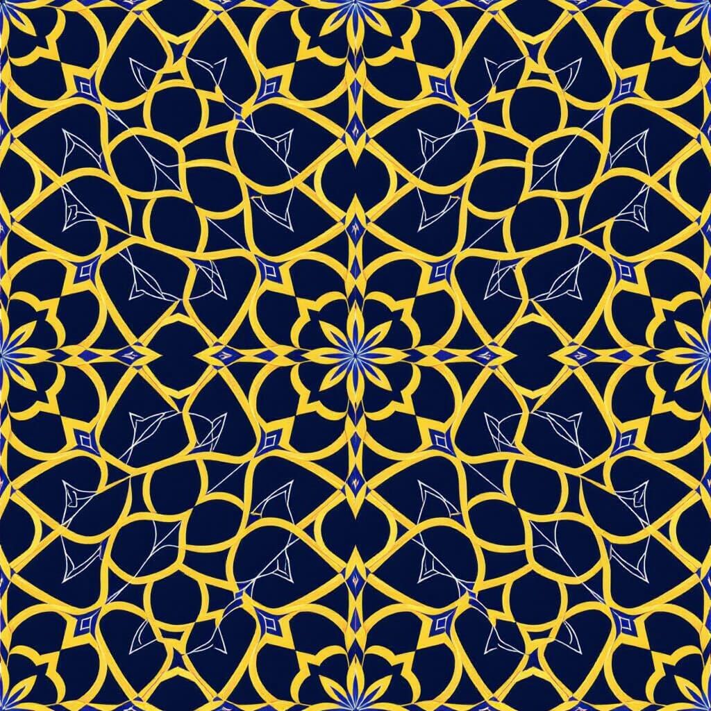 Islamic Geometric Pattern in Gold and Blue