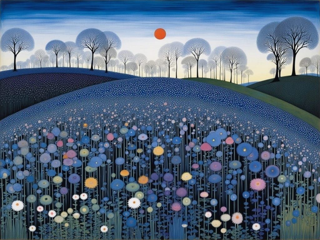 Whispering Blue Asters in an Enchanted World