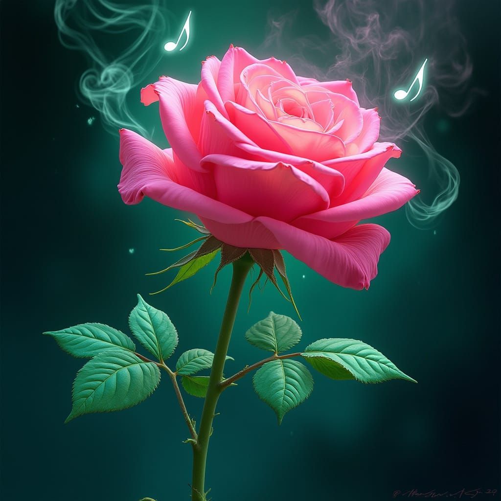 Neon Rose in a Dreamy Ethereal Glow