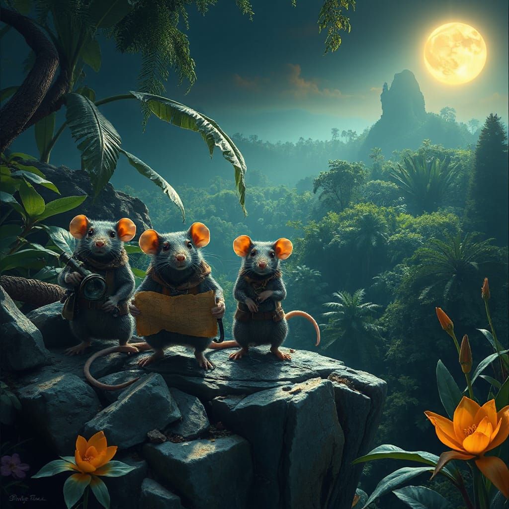 Adventurous Rat Explorers on Jungle Precipice
