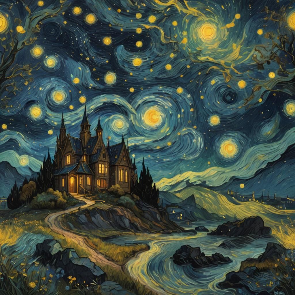 Starry Night Inspired Matte Painting