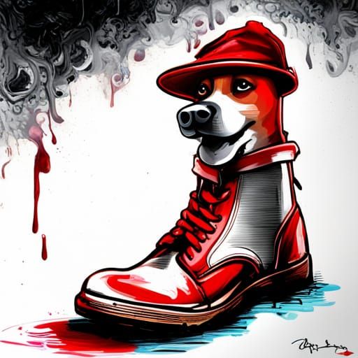 Dog in Red Boots: Graffiti Street Art
