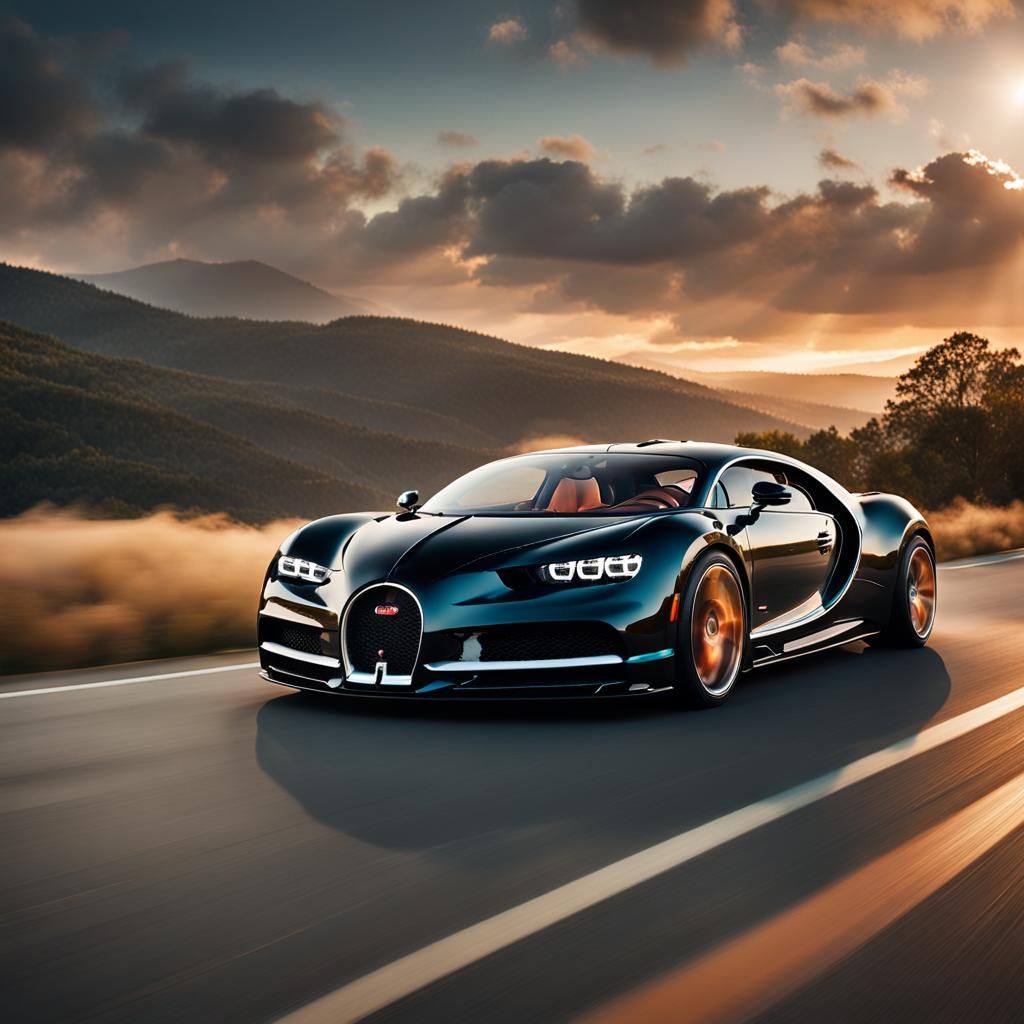 Black Bugatti Chiron Drives Through Clouds