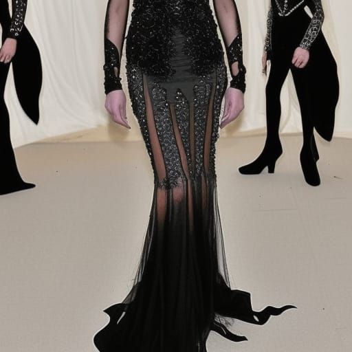 Ethereal gothic met gala black dress with sliver fractals accents& wavy skirt& Silver rhinestone accents& gothic vibes& ...