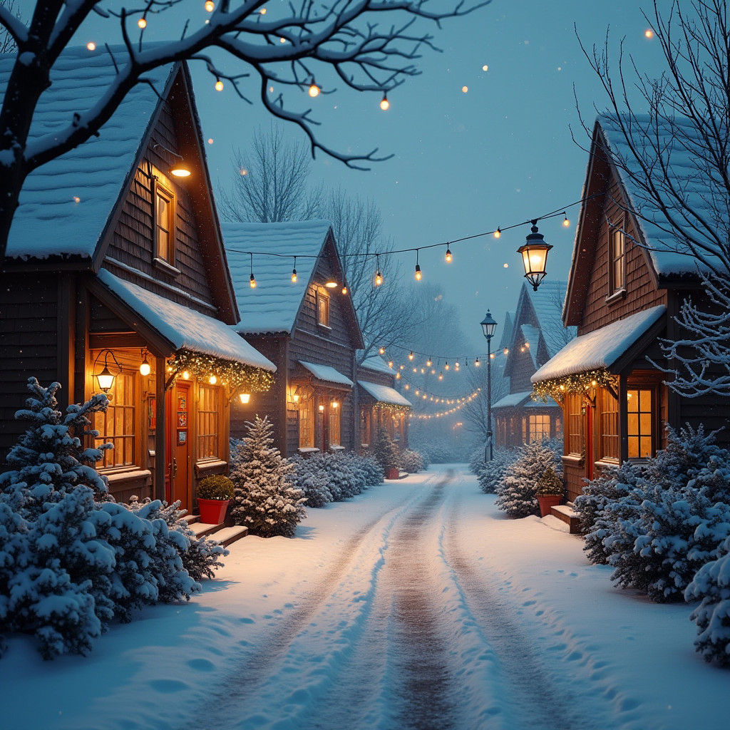 Enchanting Christmas Village in Winter Wonderland