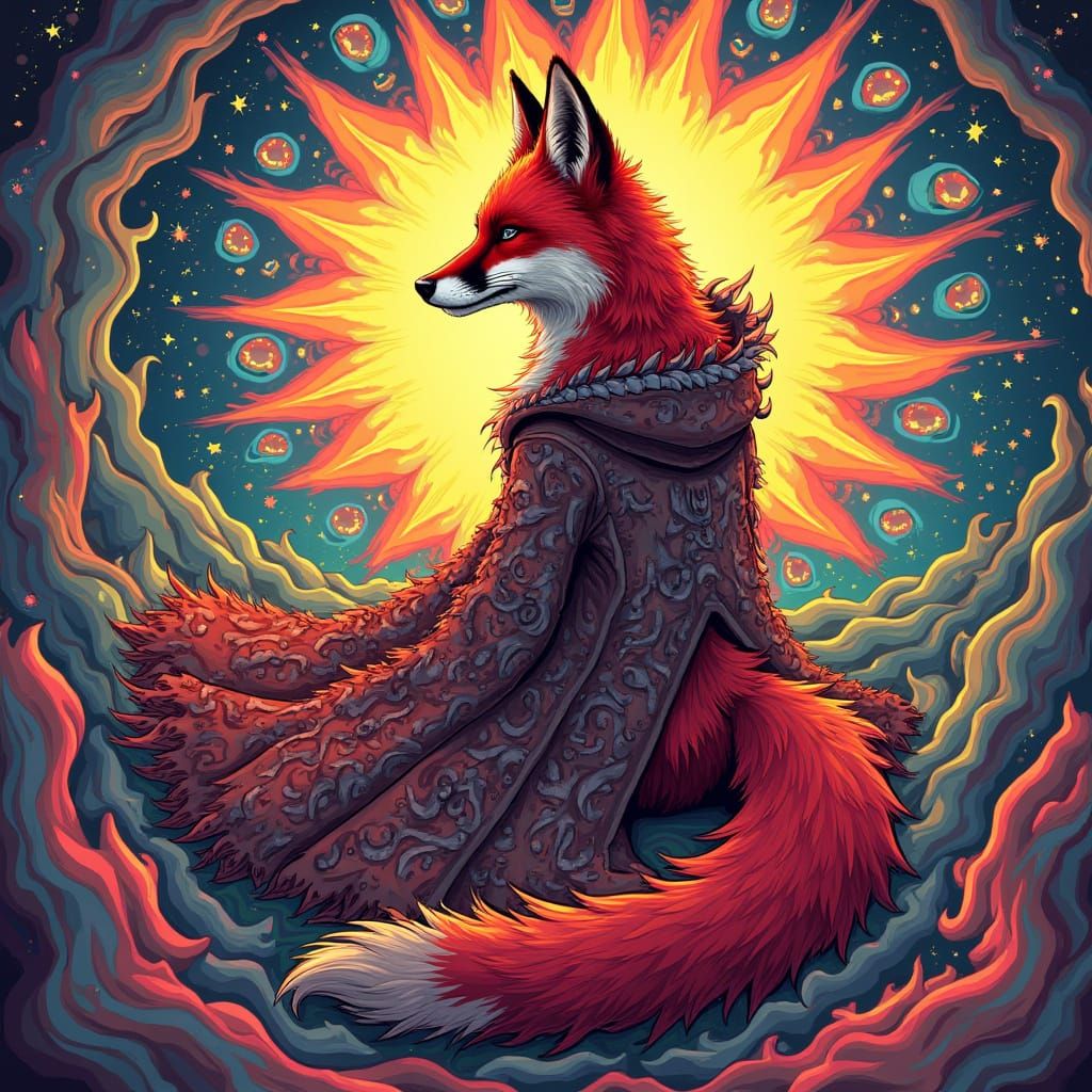 Psychedelic Red Fox in Ornate Coat