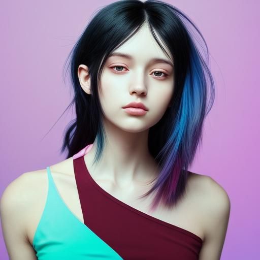 Beautiful Woman in Low-Poly Digital Art Style