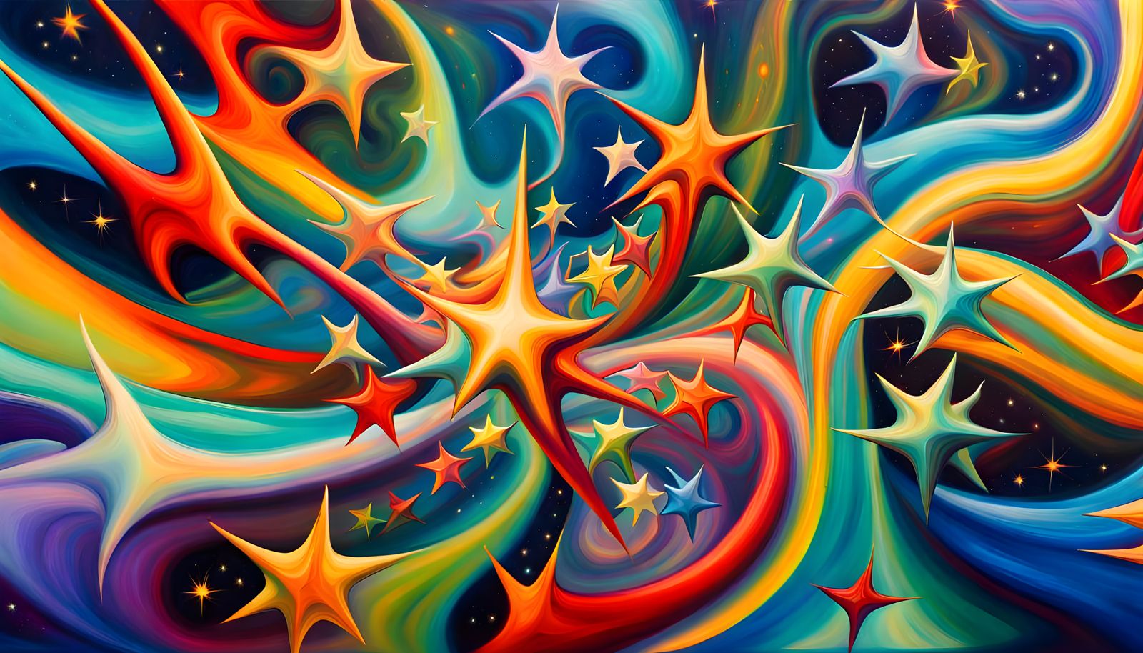 Iridescent Plasma Filament Star Formation as Oil Painting