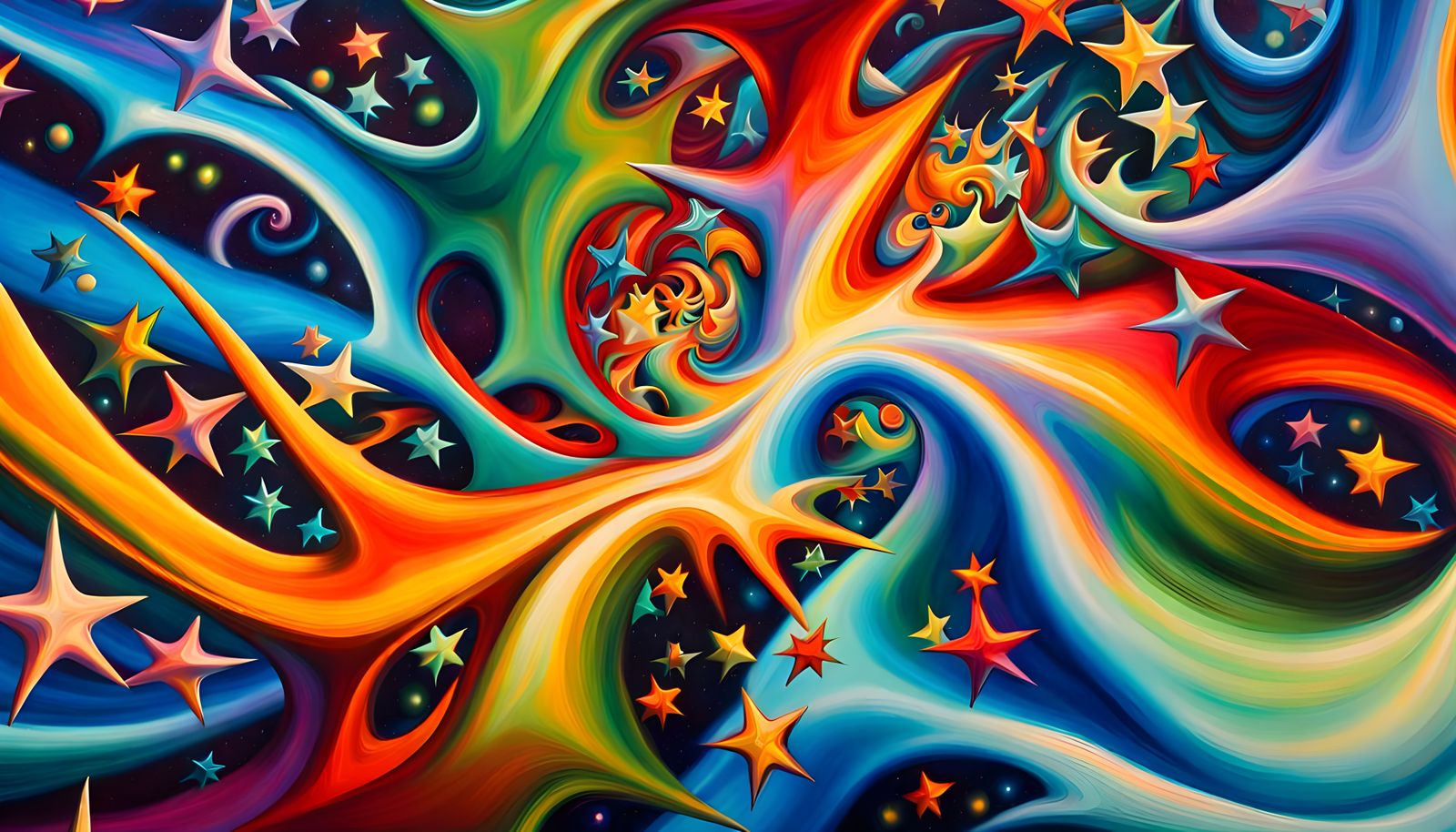 Iridescent Plasma Filament in Vivid Cosmic Oil Painting