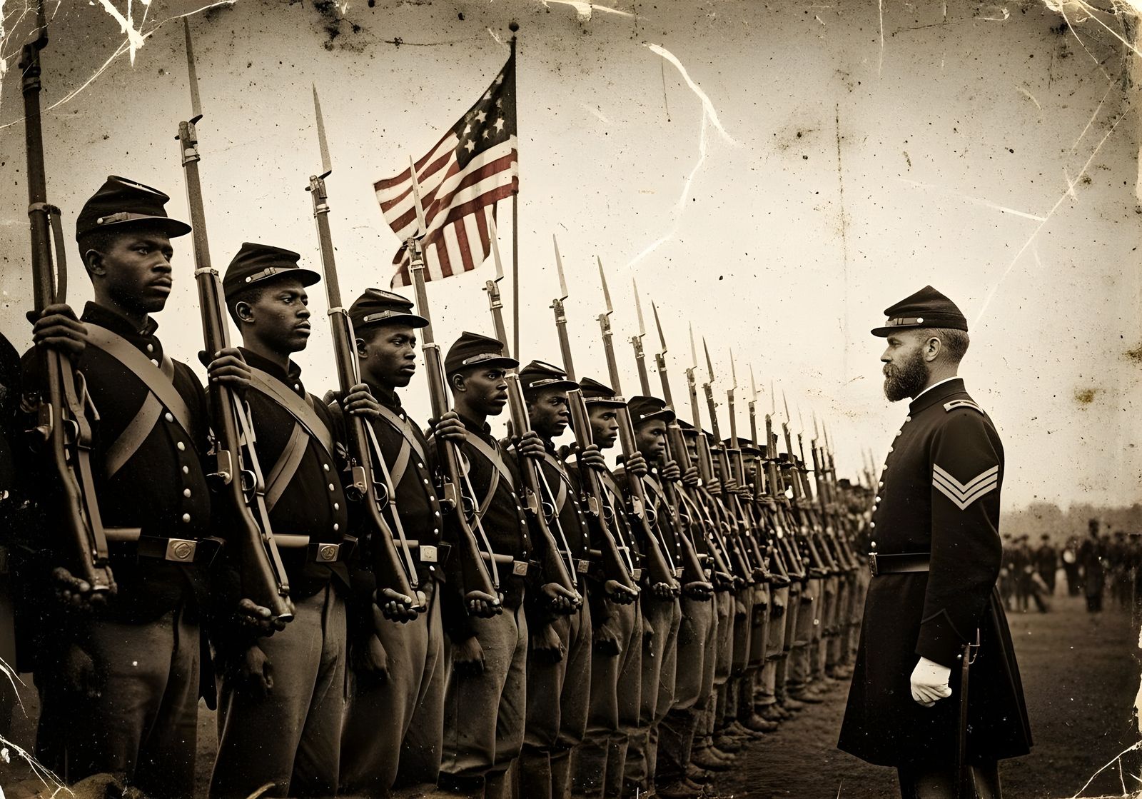 54th Massachusetts Regiment: Civil War Sepia Photograph