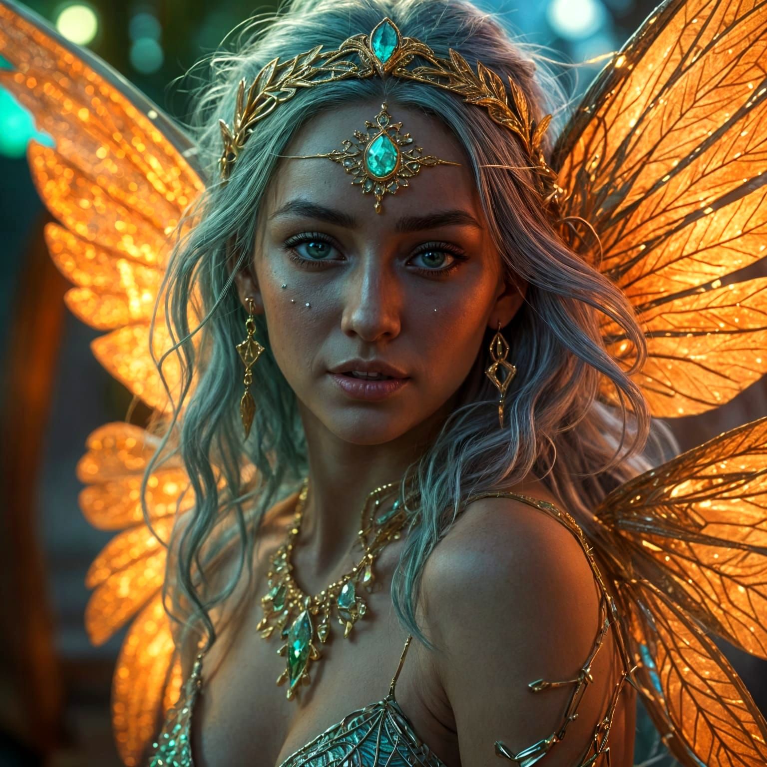 Elven Goddess Dancing in Neon Desert Rave