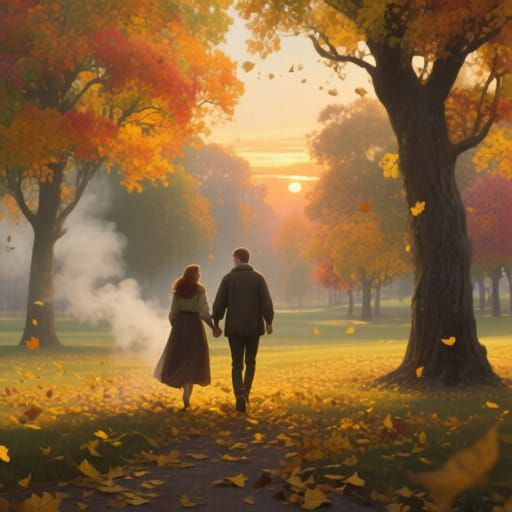 Autumn Evening Stroll in Dreamy Style