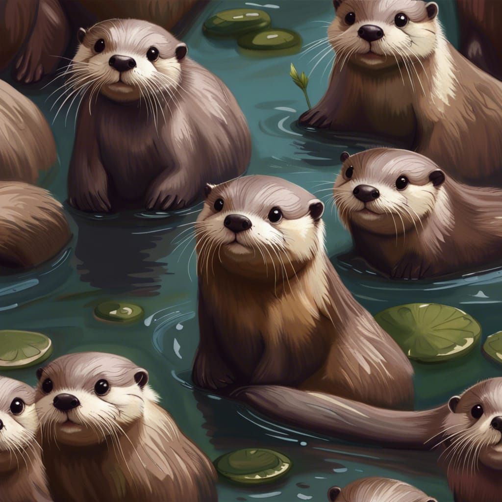 Realistic Painting of a Cute Otter