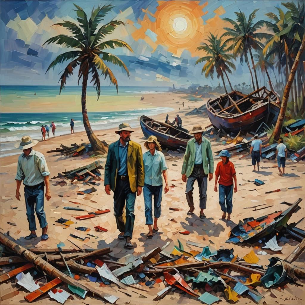 Shipwreck Survivors in Neo-Impressionist Expressionist Style