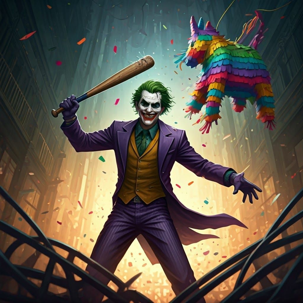 The Joker Strikes: A Gothic Cyberpunk Comic Illustration