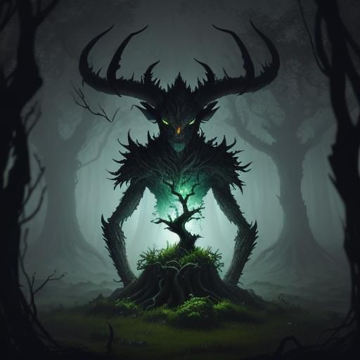 Mystical Horned Humanoid Portrait in Oil Painting Style