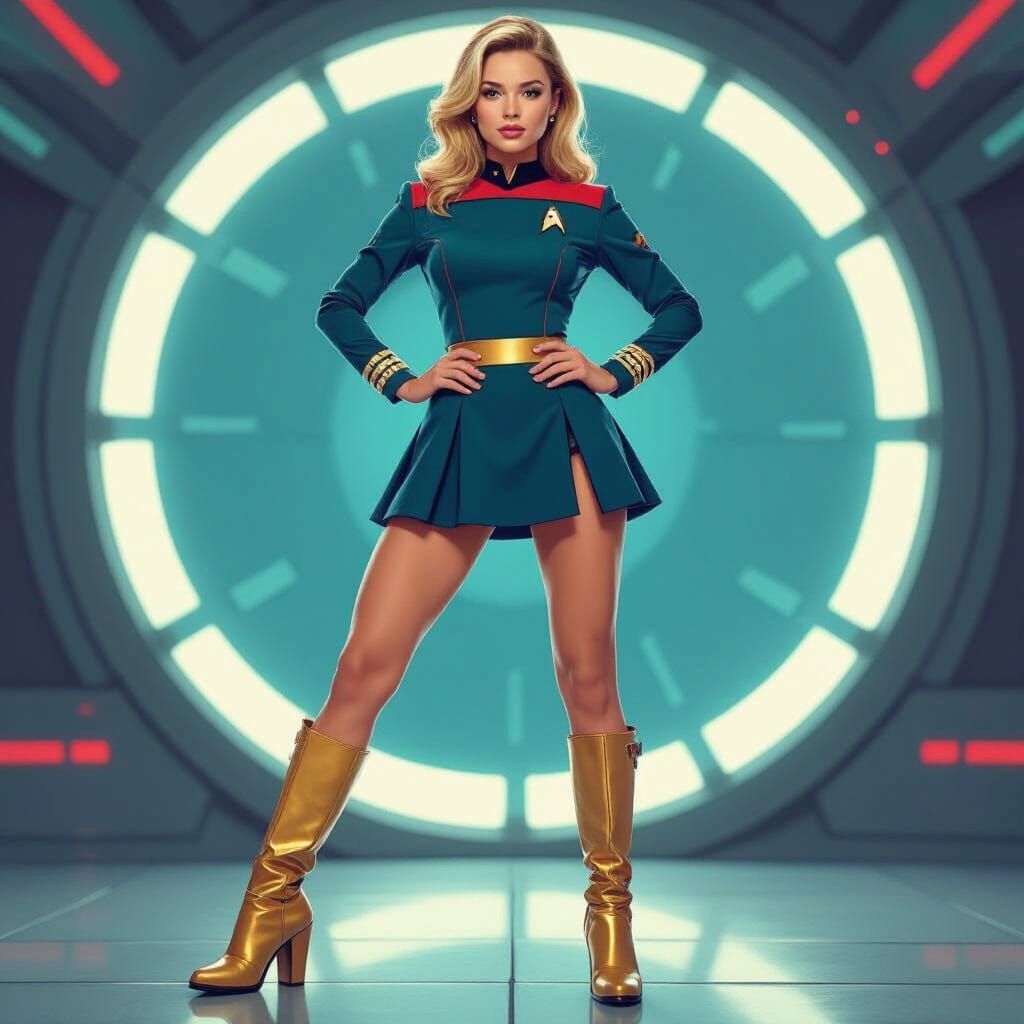 Sydney Sweeney as Star Trek Officer in Retro-Futuristic Styl...