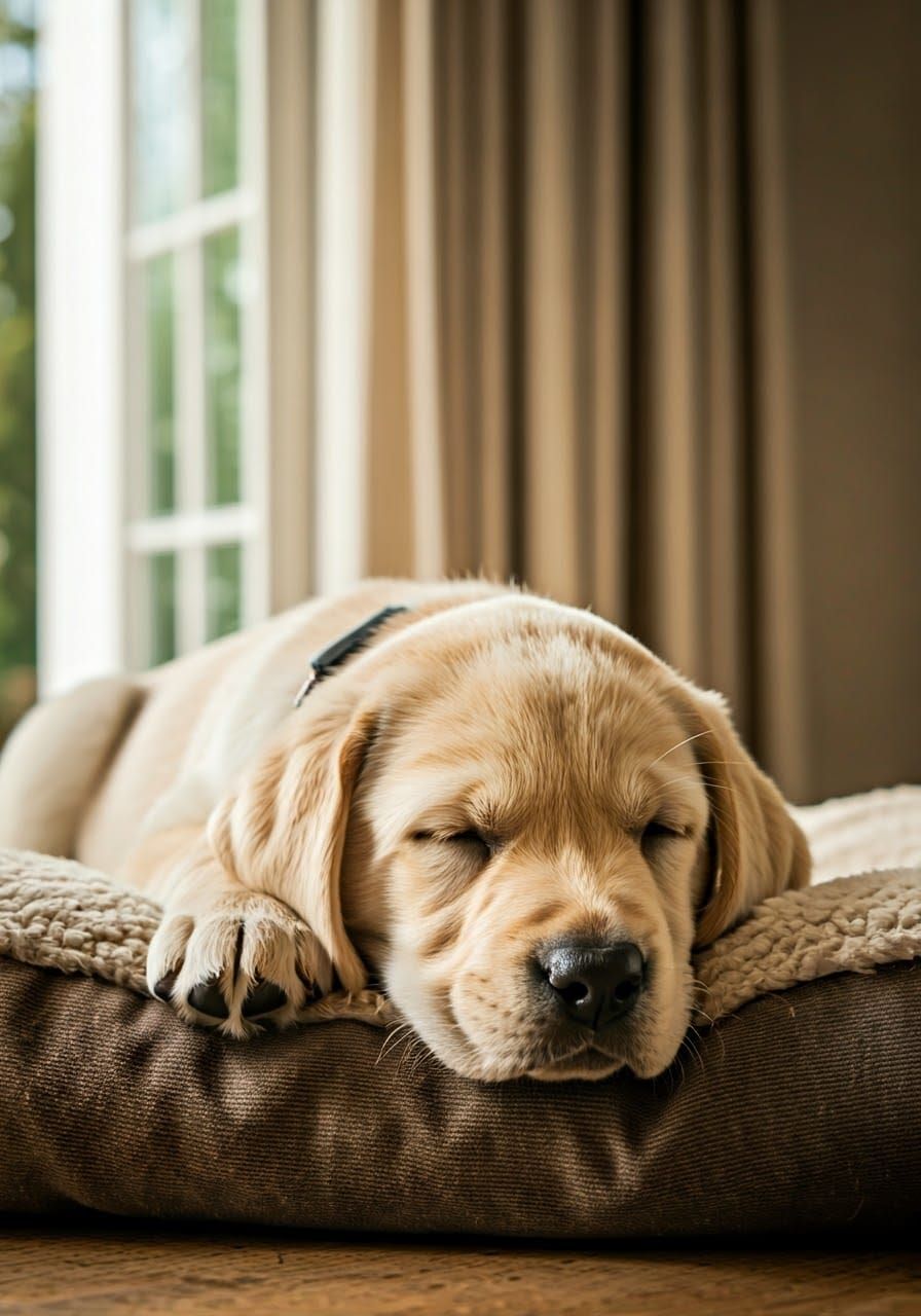 Golden Lab Puppy in Warm Sunspot