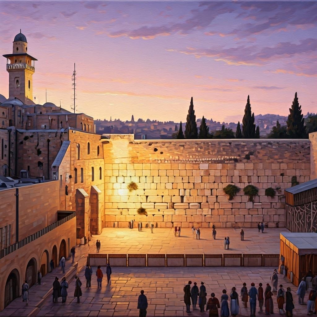 Western Wall at Twilight in Classic Landscape Style
