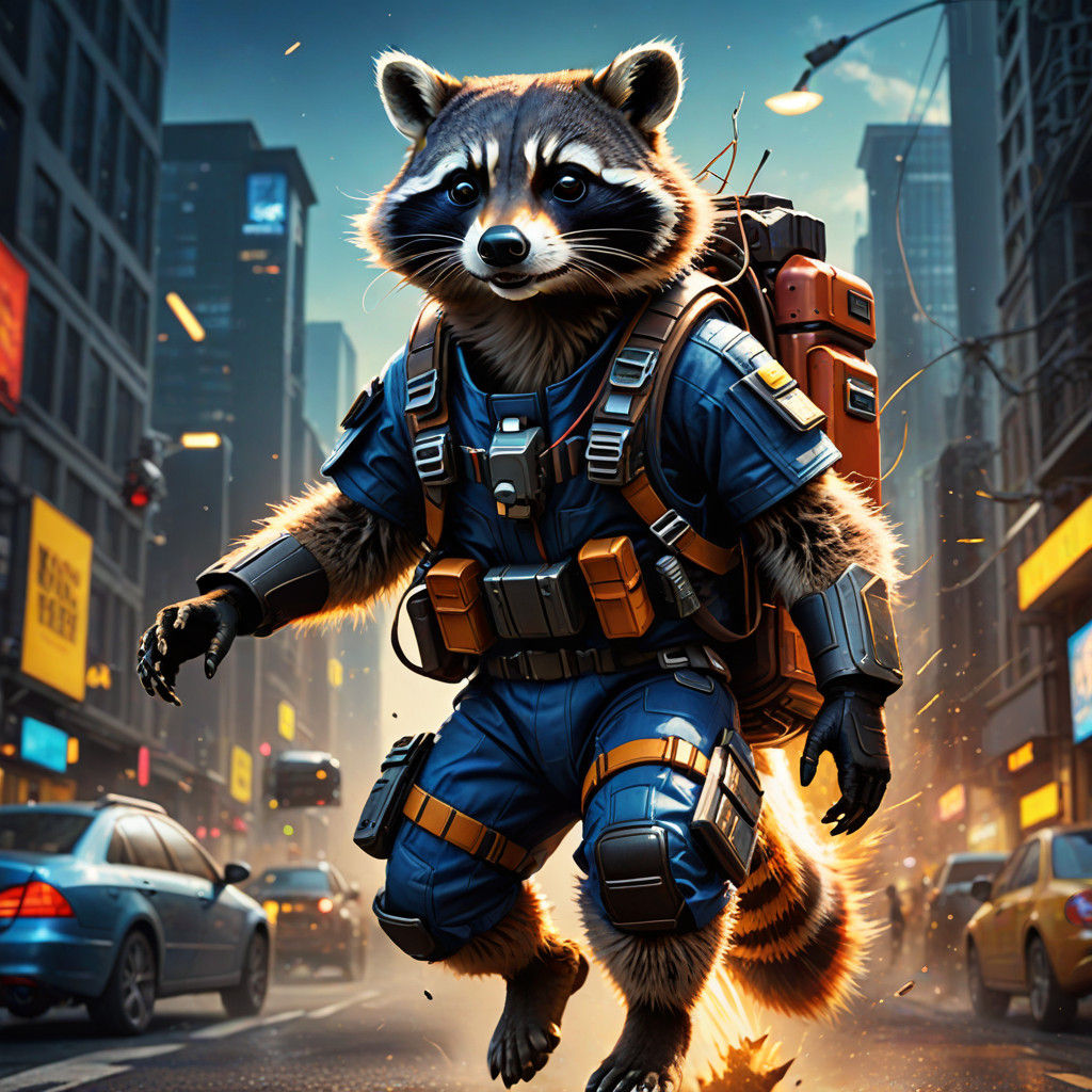 Hyperrealistic Raccoon Concept Art