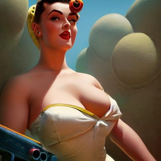 Turanga Leela as 1950s Pinup Girl in Retro Art