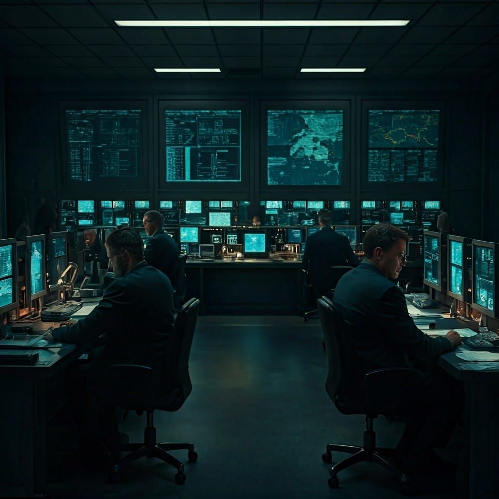 Intense CIA Command Room in Cinematic Style