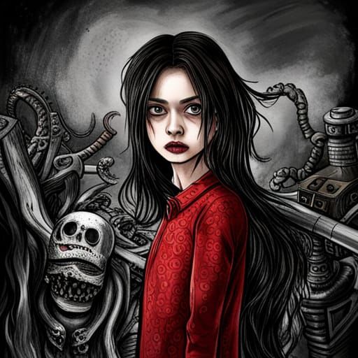 Disturbing Manga Horror Image with Demonic Figures