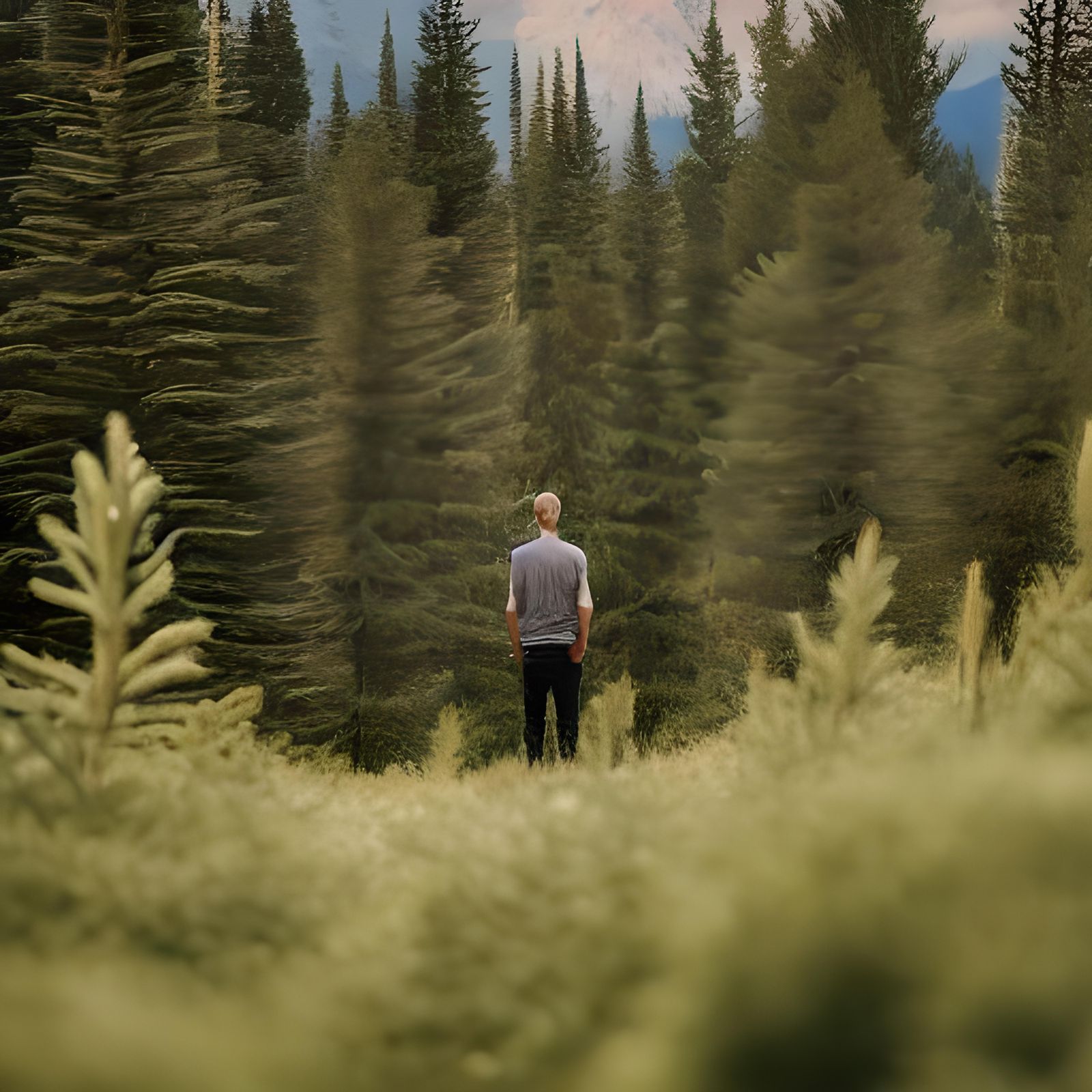 Man in Meadow: Professional Photography with Bokeh