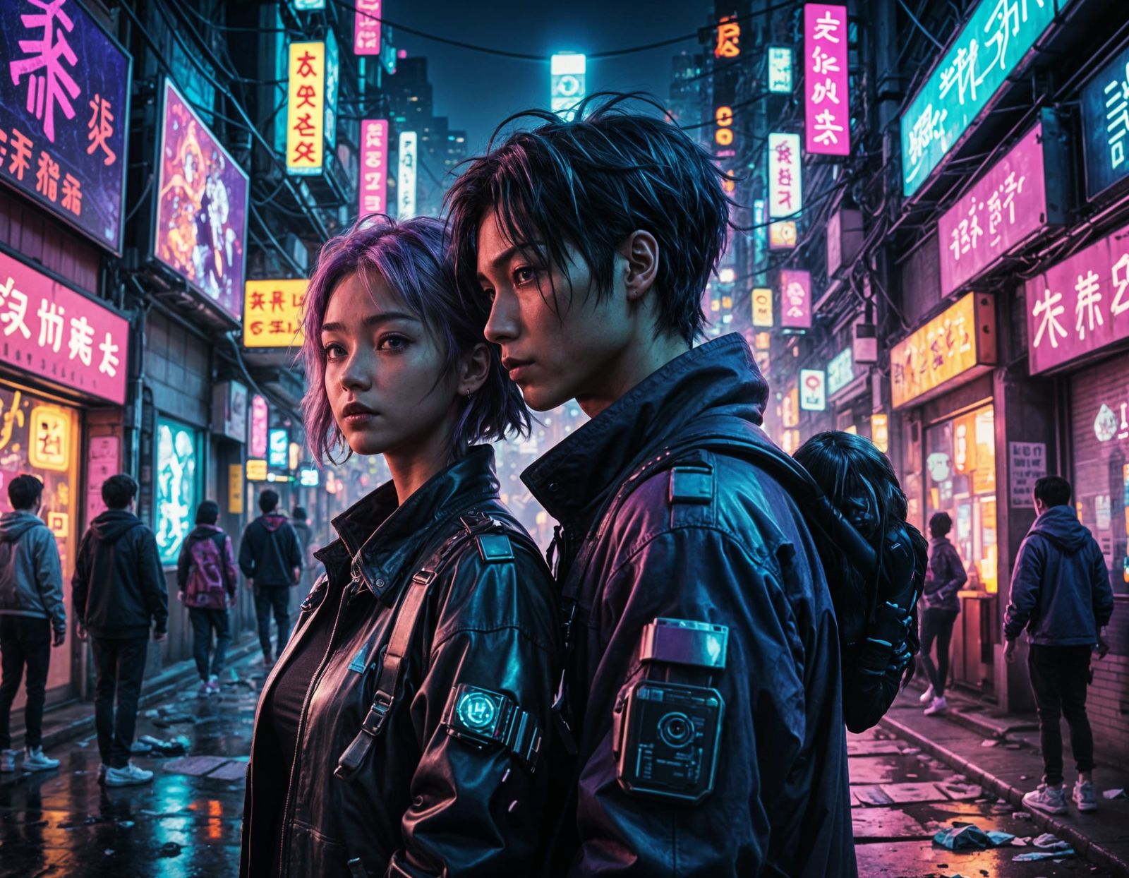 Cyberpunk Neo Tokio: Vibrant Anime Dreams in Ruin