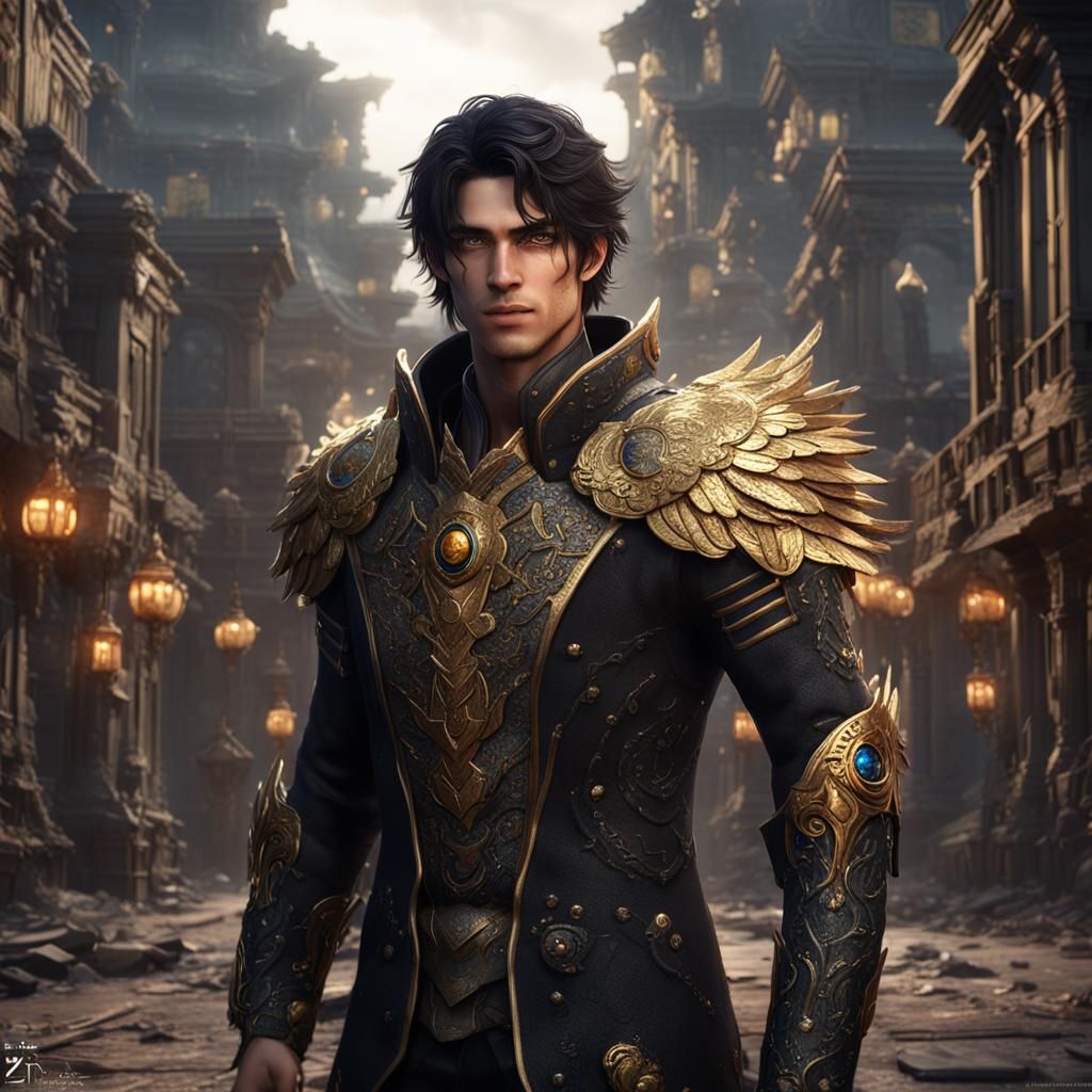 Attractive Man with Onyx Eyes: Fantasy Concept Art