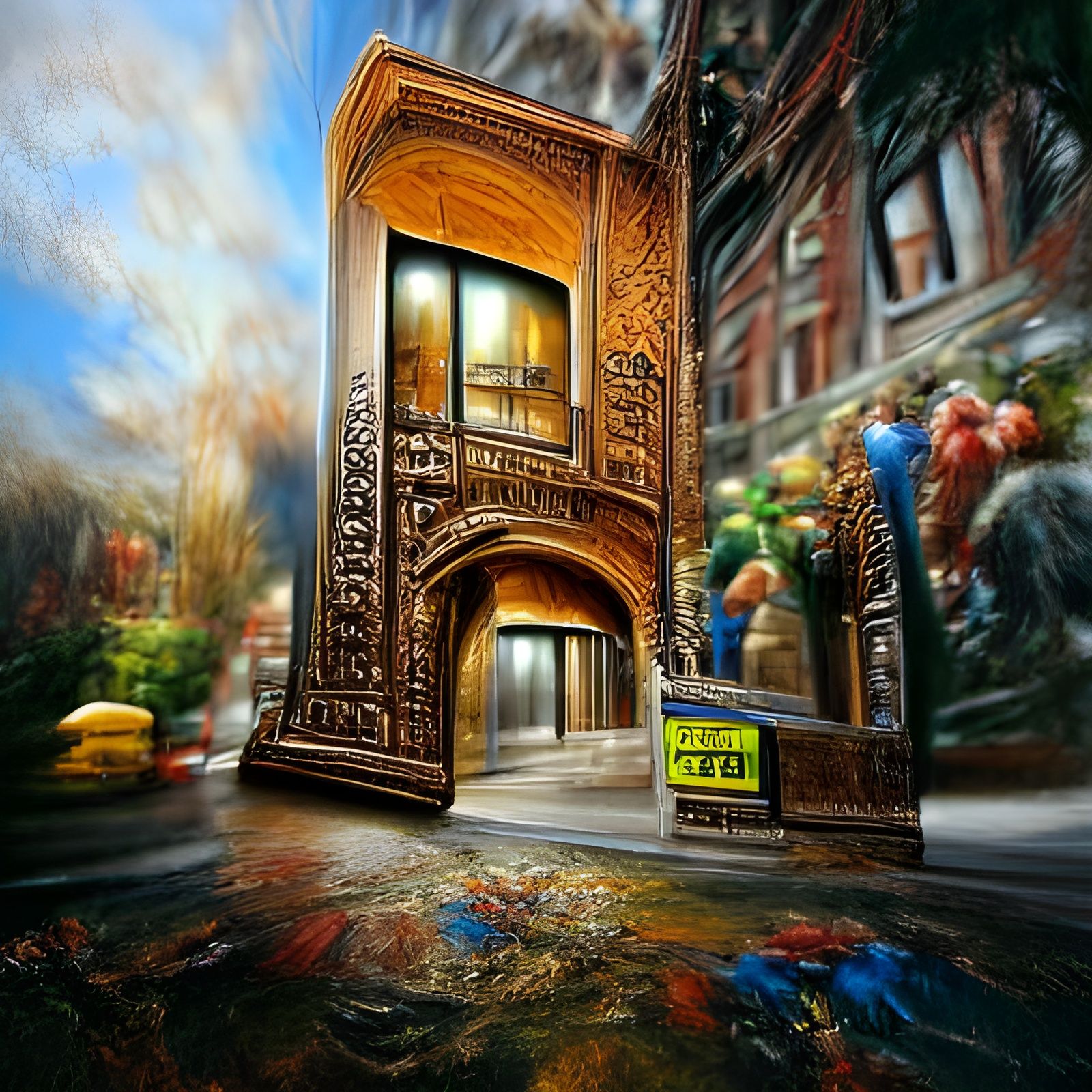 Ornate New York Apartment Building in Hyperrealistic Oil Pai...