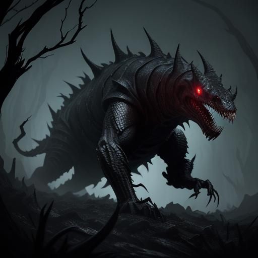 Menacing Thornscale in Dark Fantasy Illustration