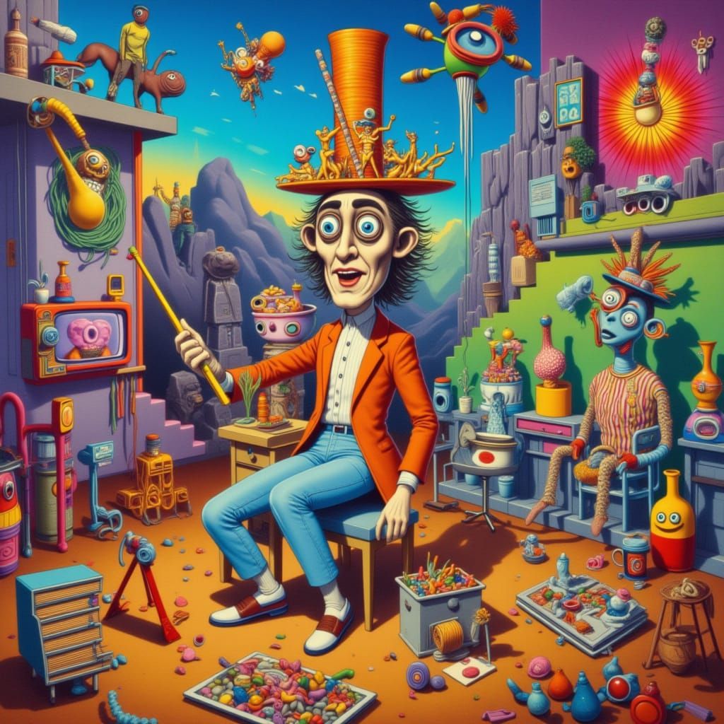 Surreal Hat and Talking Shadows in Dreamscape Style