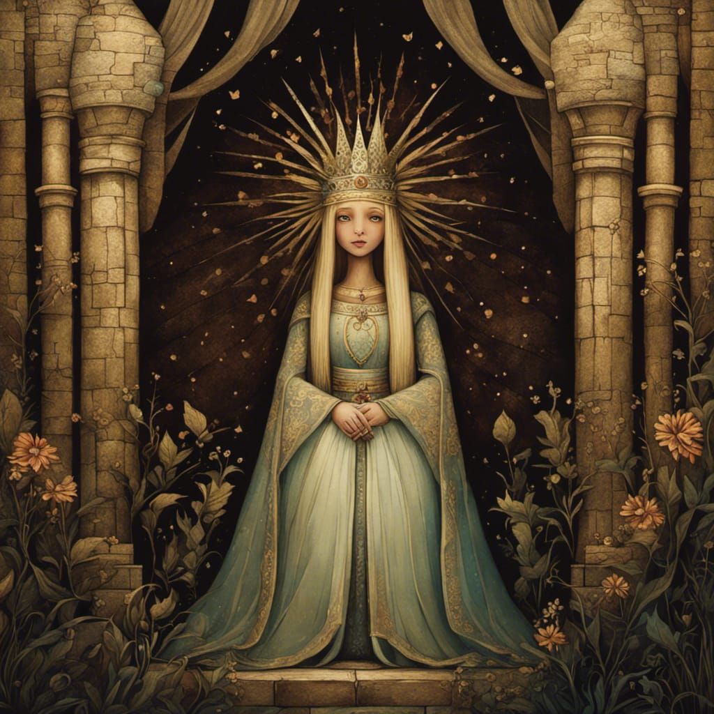 Moody Princess in Medieval Castle, Close Up