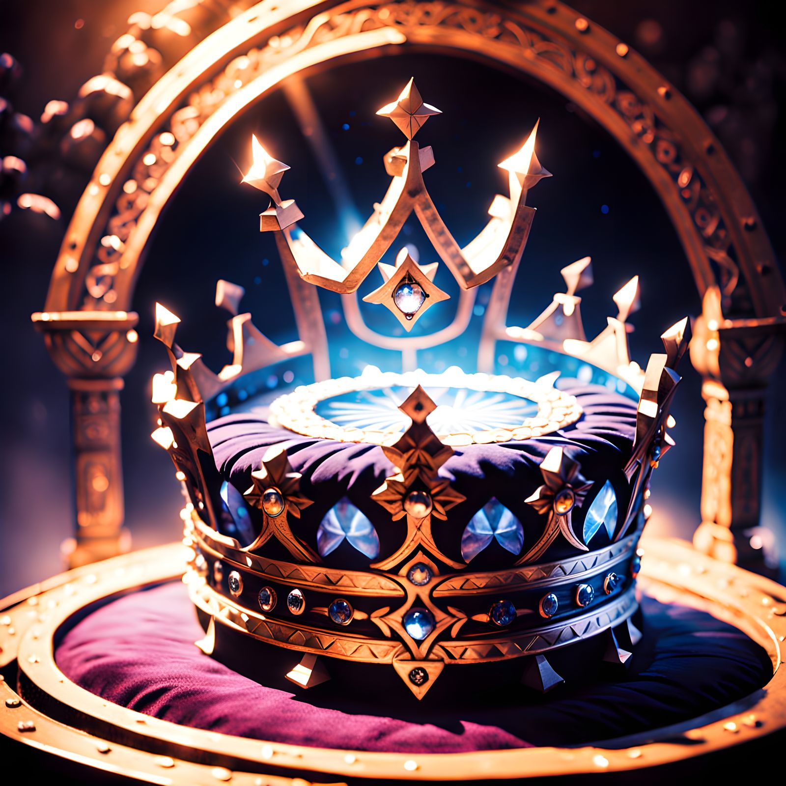 Jeweled Crown in Ancient Tomb with Ethereal Light