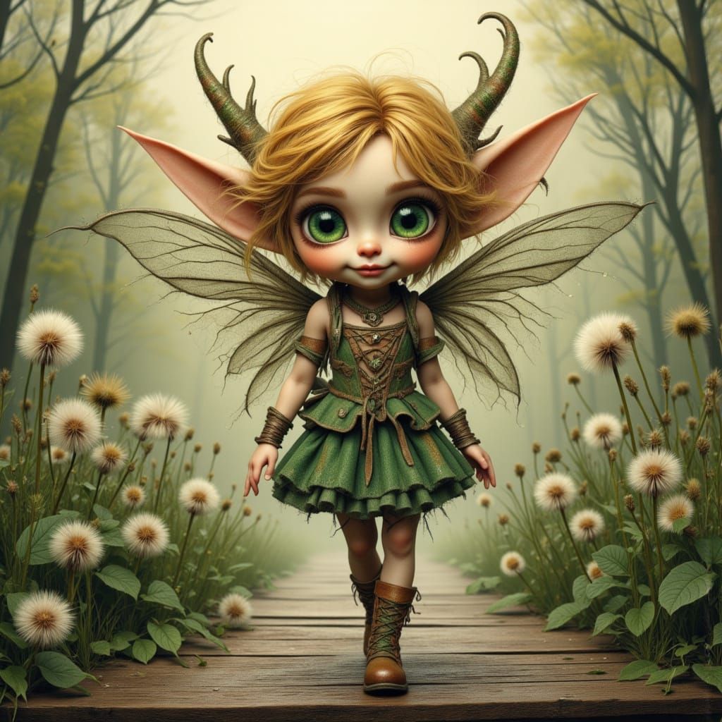 Whimsical Watercolor Fairy in a Dreamy Landscape