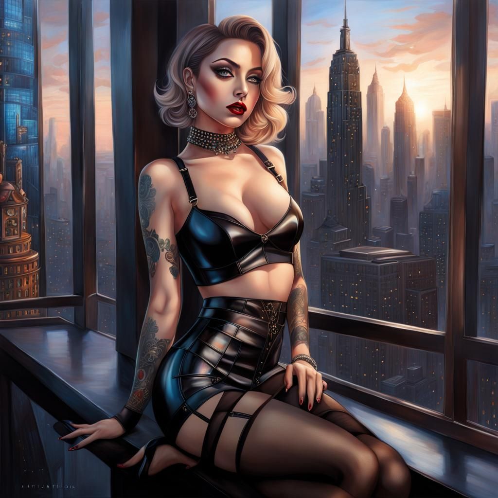 Cyberpunk Woman with Ritual Tattoos in Metropolis