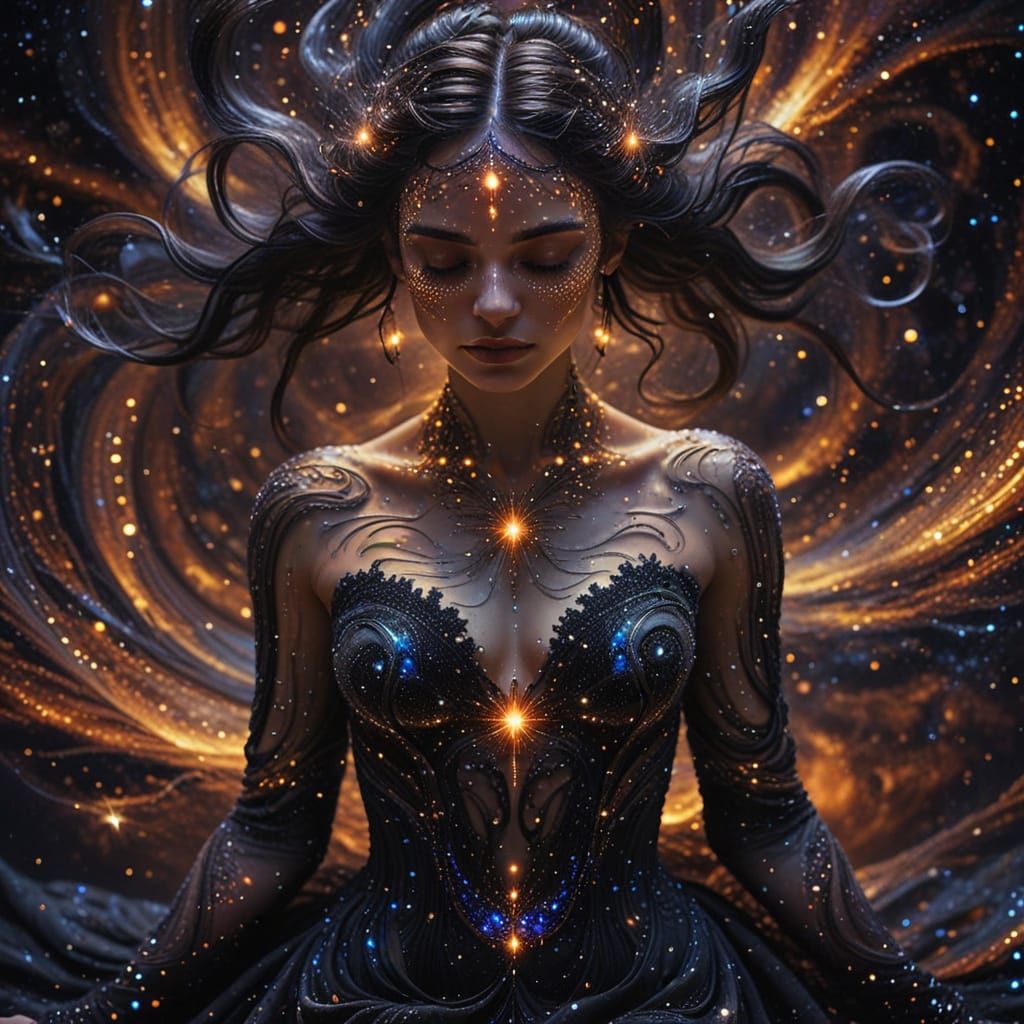 Cosmic Dreamscape with Twinkling Lights in a Starry Night Ae...