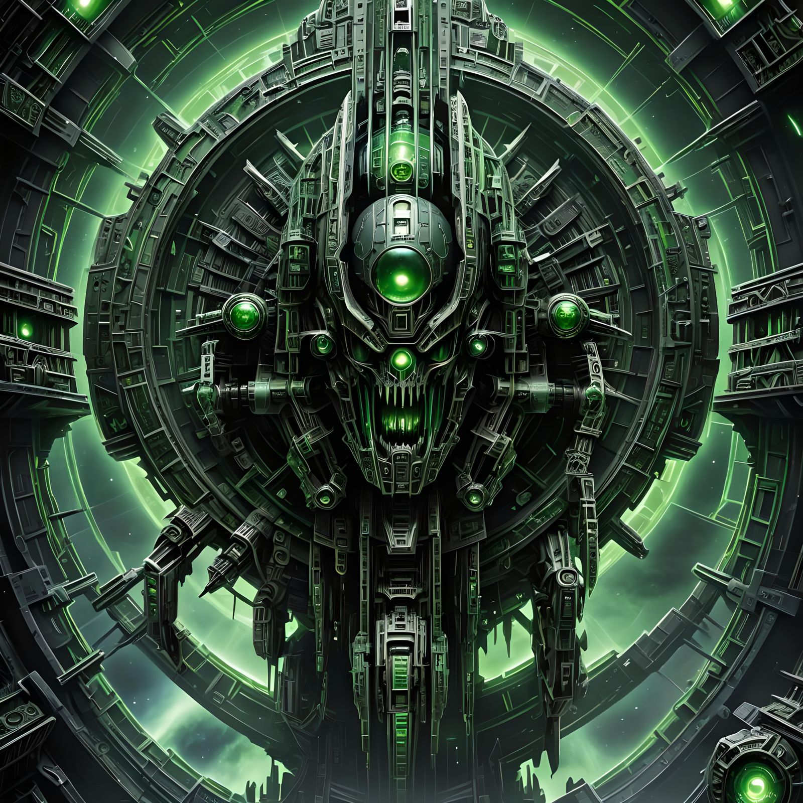 Necron World Engine Spaceship in Deep Space