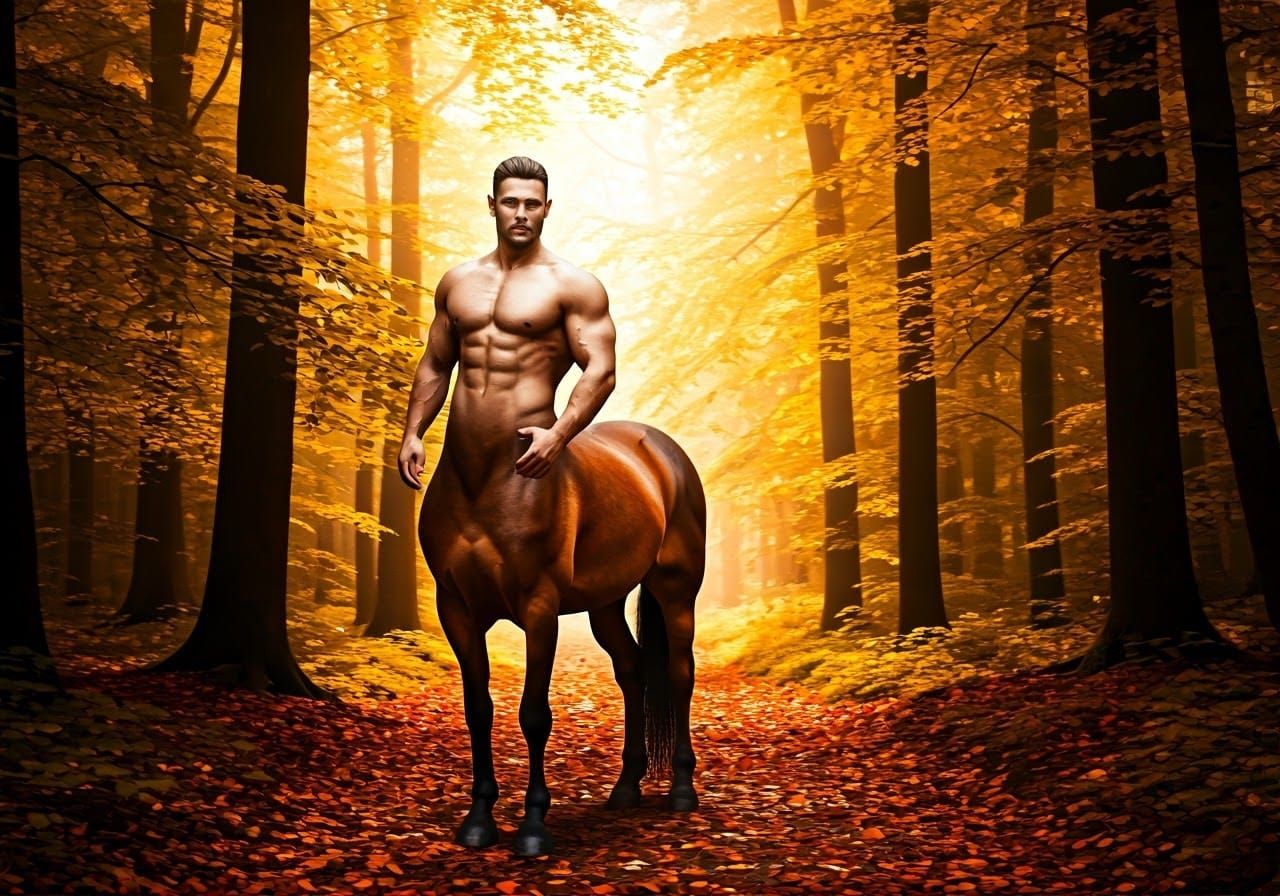 Majestic Centaur Prince in Enchanted Autumn Forest