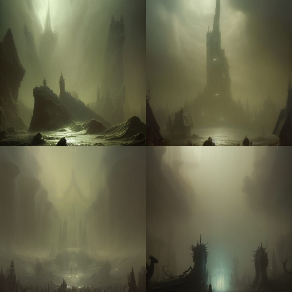 Dark Fantasy Mist Swallows Characters, Hyperdetailed 8K