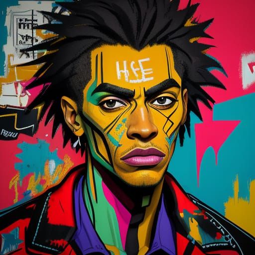 Expressive Man in Urban Graffiti, Expressionism Style