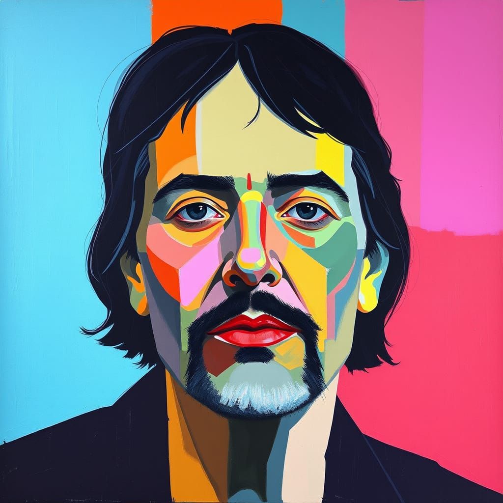 Iridescent Geometric Abstract Portrait in Rothko Style