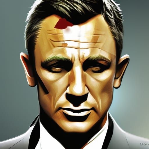 Hyperrealistic James Bond Splash Art Portrait