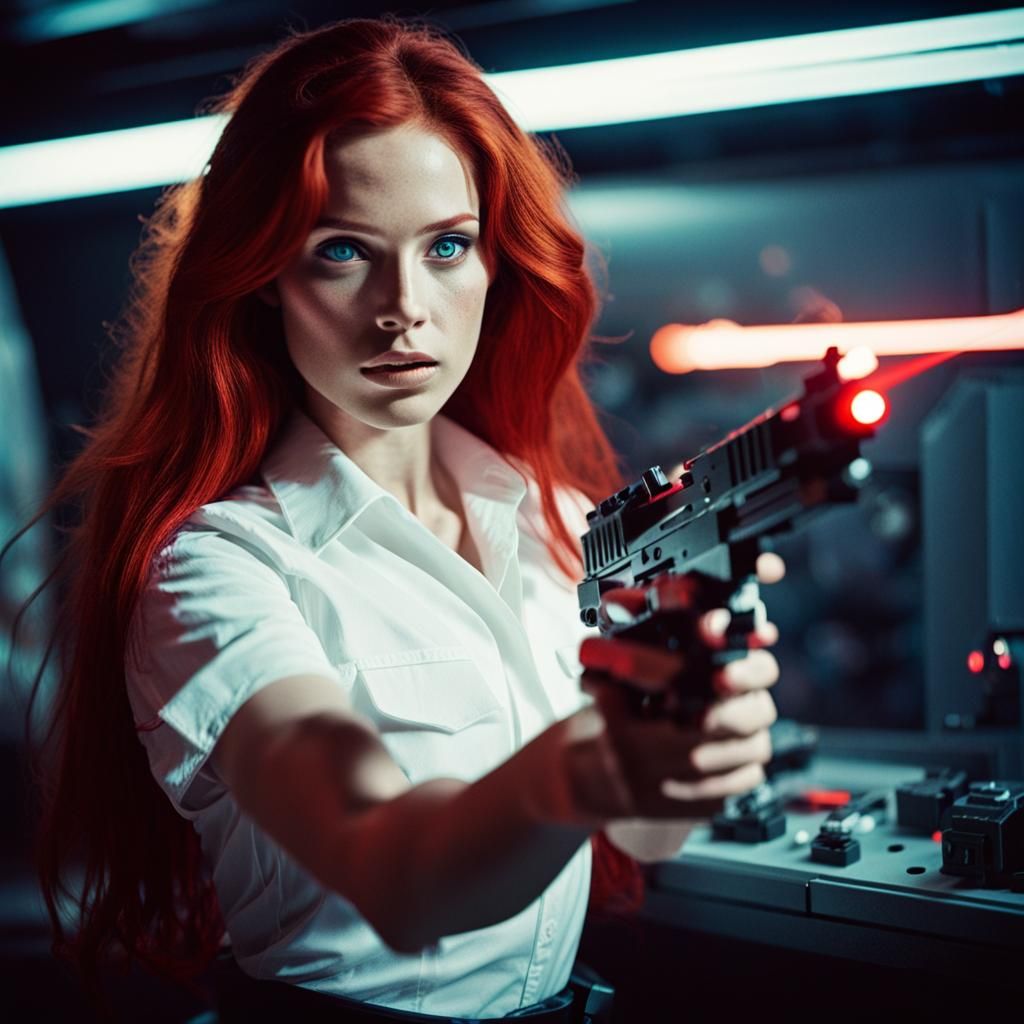 Cyberpunk Space Warrior with Laser Gun